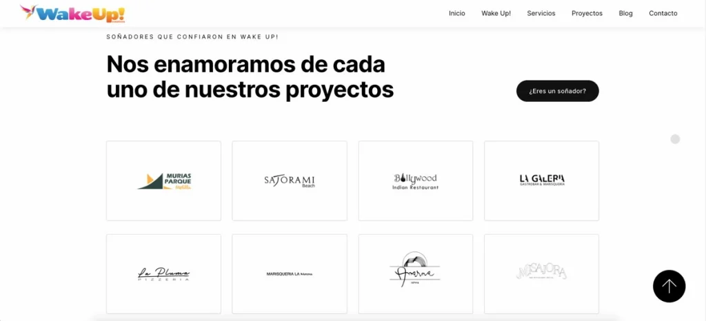 Sección clientes página web Wake Up