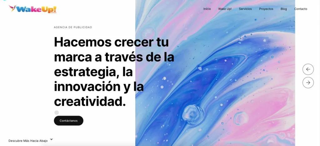Inicio página web Wake Up