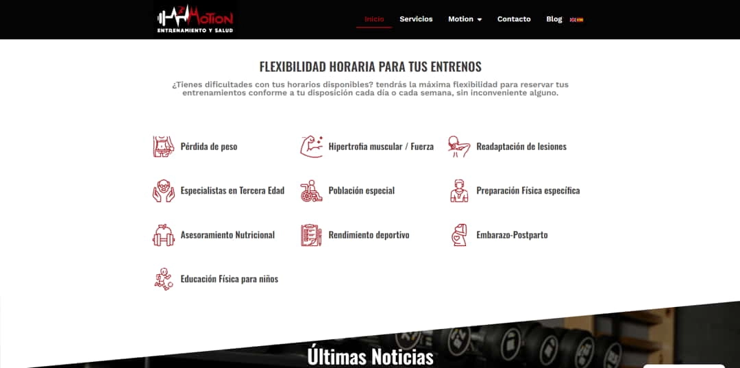 ejemplo sección inicio web motion