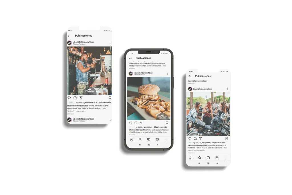Visionado de redes sociales de Fishbone en teléfono móvil