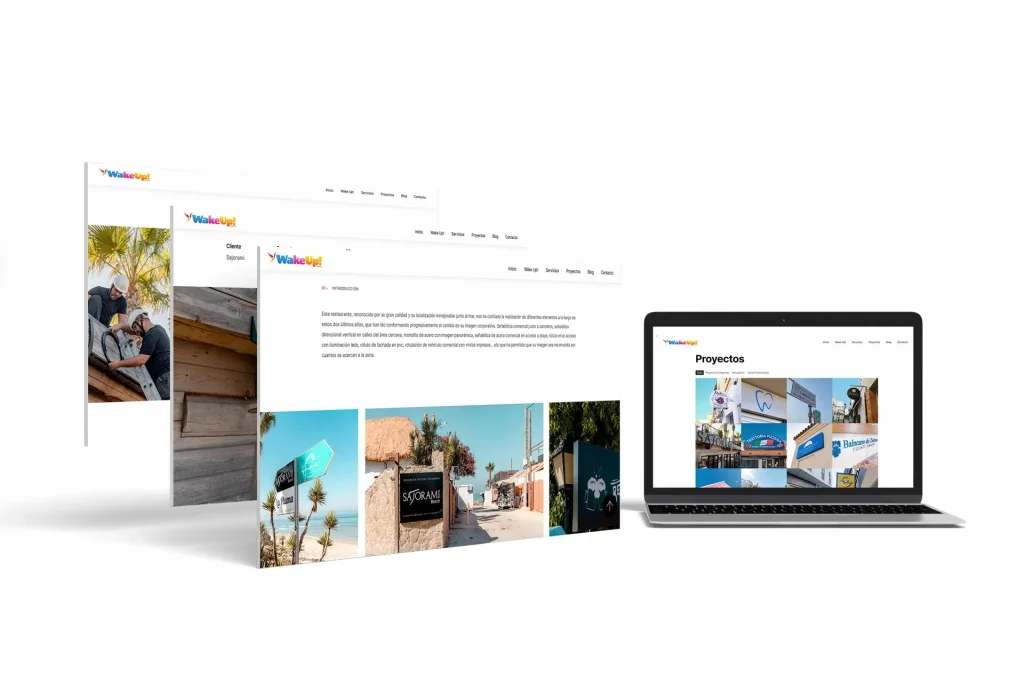 Mockup página web Wake Up Creations