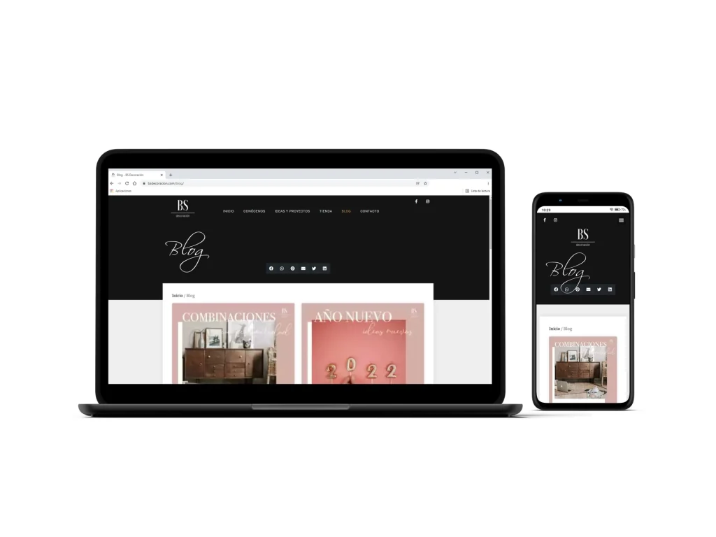 Prototipo visionado de la página web de BS decoración
