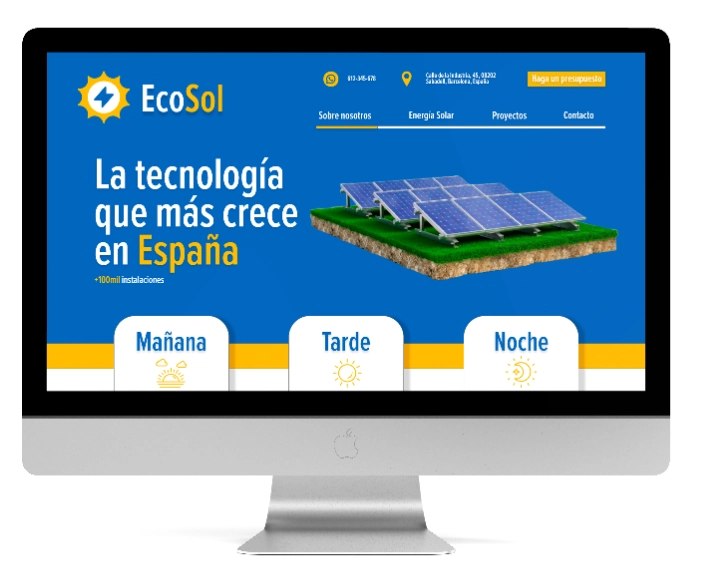 Pagina web Marketing para energía solar Ecosolar