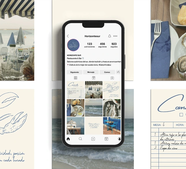 móvil mostrando los post de instagram Marketing para hostelería Horizontesur