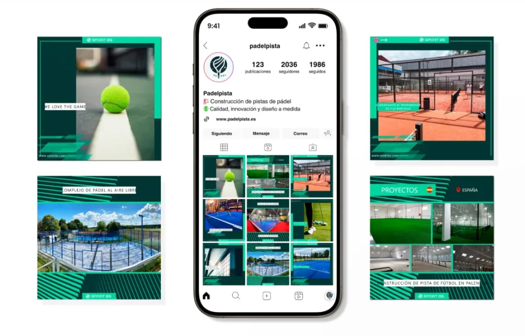 Móvil con carrusel de instagram Marketing para pistas de padel Padelpista
