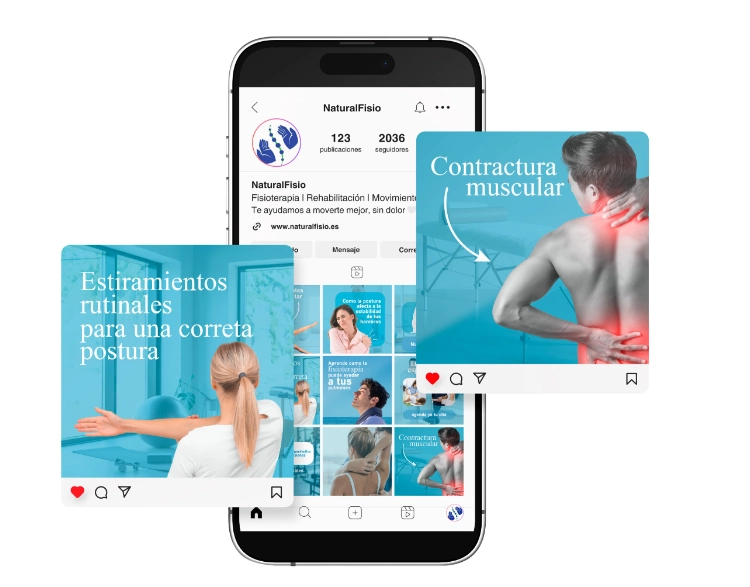 Posts de instagram Marketing para centros de fisioterapia Naturalfisio