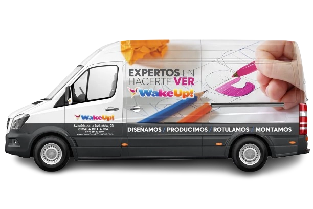Furgoneta blanca con logo rotulo Rotulación de vehículos