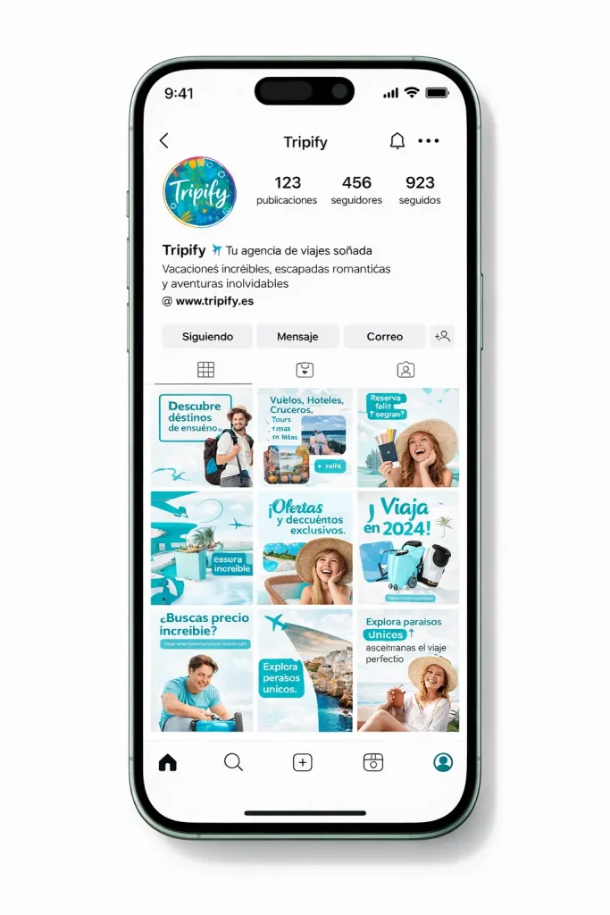 perfil de instagram Marketing para agencias de viajes Tripify