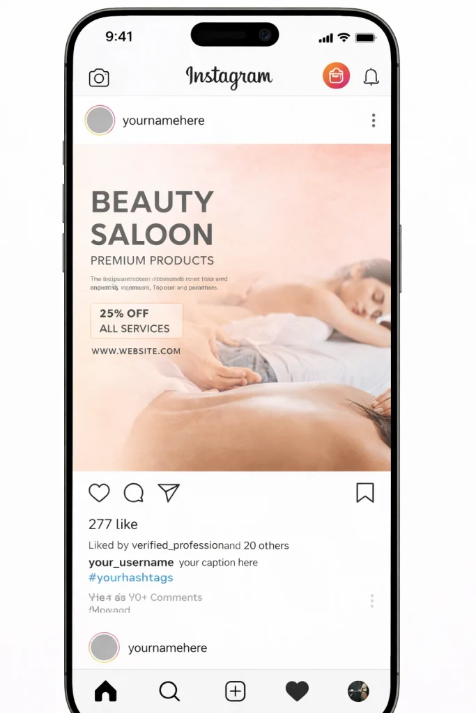 Móvil post de instagram Marketing de servicios clínicas de estéticas