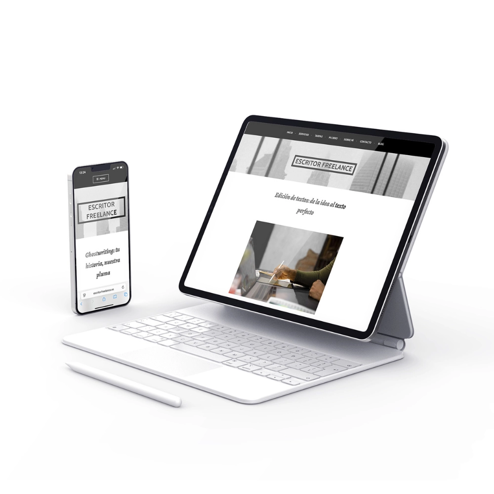 pagina web vista desde móvil y tablet escritor freelance